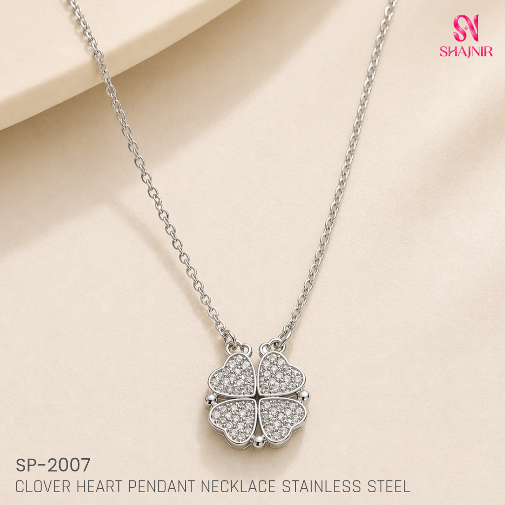 Clover Heart Pendant Necklace Stainless Steel SP-2007