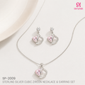 Sterling Silver Cubic Zircon Necklace & Earring Set SP-2009