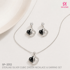 Sterling Silver Cubic Zircon Necklace & Earring Set SP-2012
