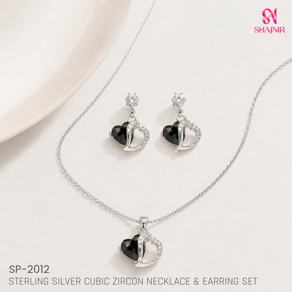 Sterling Silver Cubic Zircon Necklace & Earring Set SP-2012